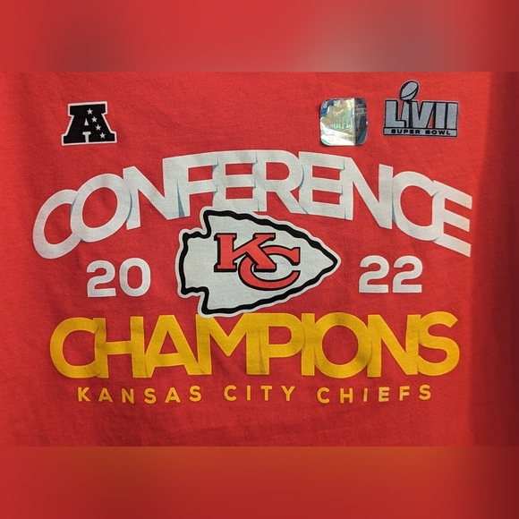 NWOT NFL Chiefs Conference Champions 2022 red with yellow/white print KC - Picture 6 of 9